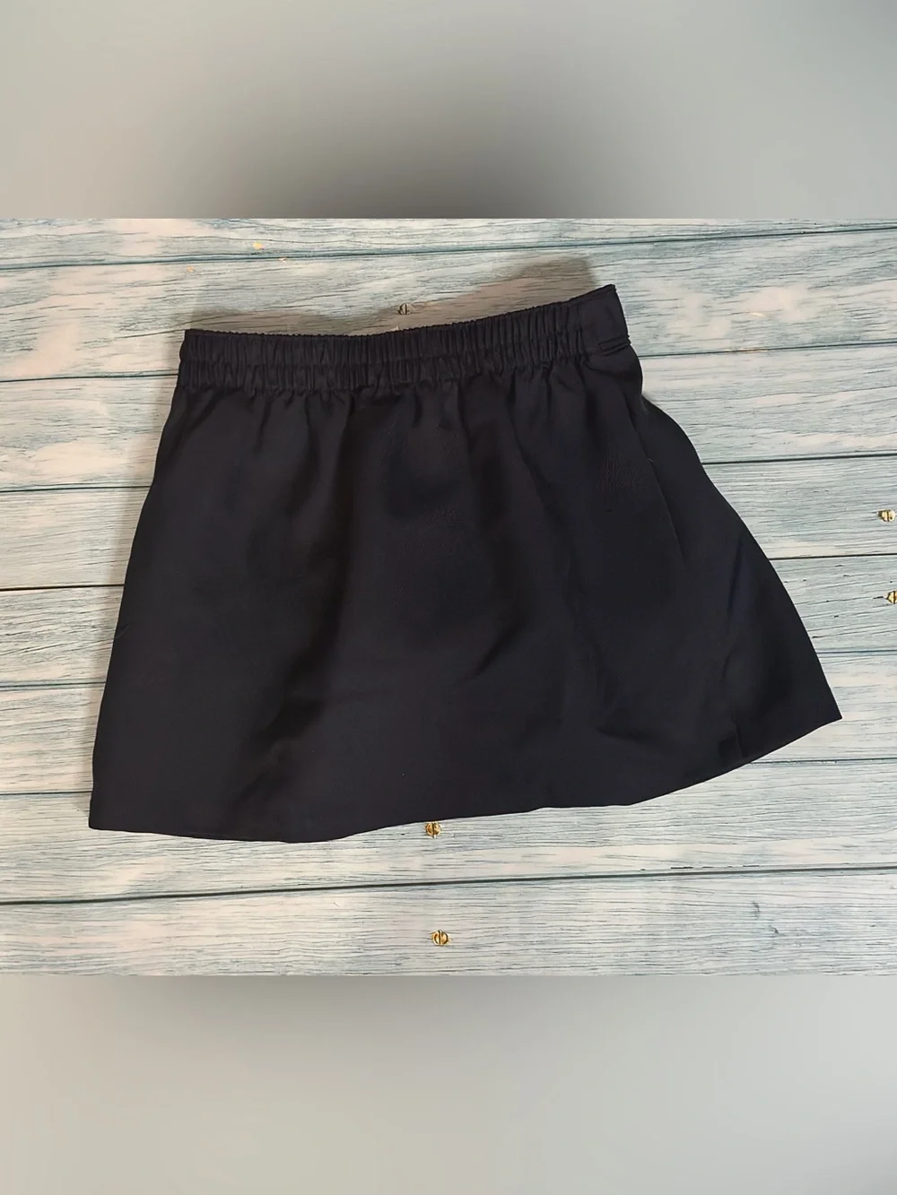 Two Pleated Mini Skirt Skorts School Uniform Navy & Green Plaid Wrap Skirt